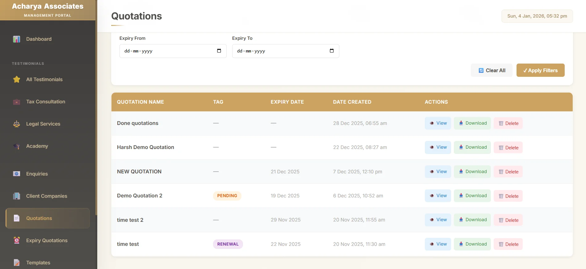 Quotations Management